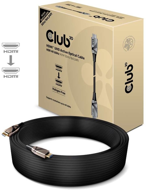 Club3D kabel hybridní optický HDMI 2.0, Ultra High Speed,(M/M), 50m_72823768
