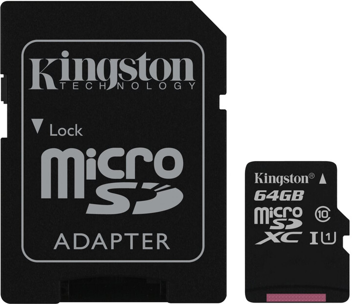 Kingston Micro SDXC 64GB Class 10 UHS-I + SD adaptér_1800587184