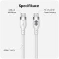 Hyper® nabíjecí kabel Silicone USB-C, 240W, 2m, bílá_1567058135
