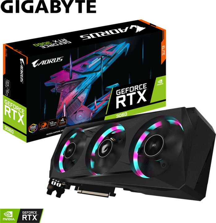 GIGABYTE GeForce RTX 3060 ELITE 12G, LHR, 12GB GDDR6