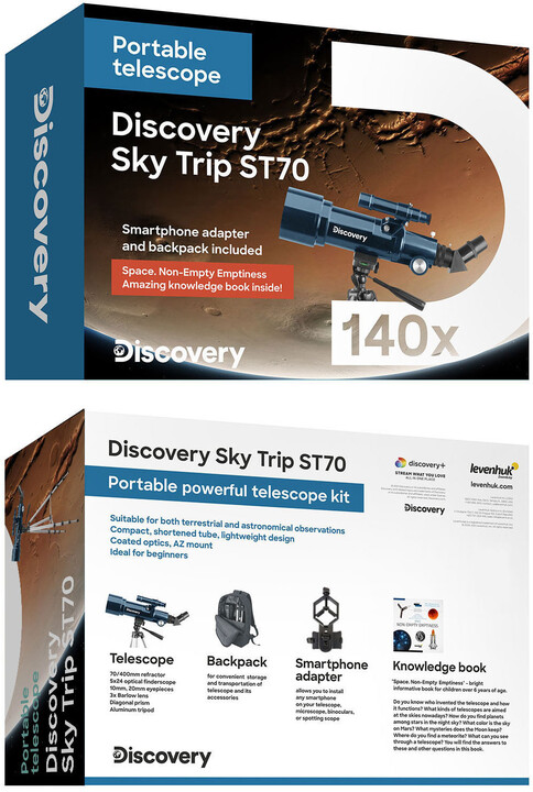 Discovery Sky Trip ST70 Telescope, modrá + kniha &quot;Vesmír. Neprázdná prázdnota&quot;_374482038