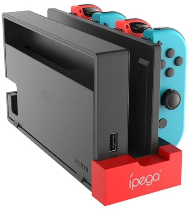 iPega 9186 nabíjecí dock pro ovladač N-Switch a Joy-con, černá/červená_1986144528