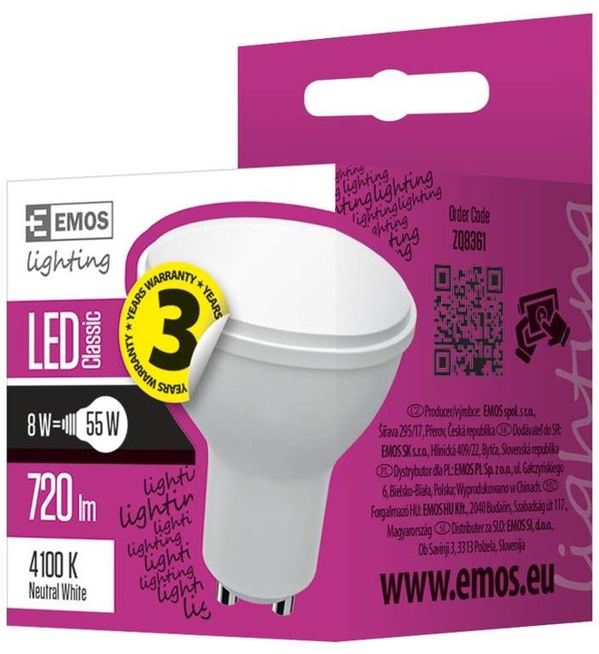 Emos LED žárovka Classic MR16 8W GU10, neutrální bílá_176522609