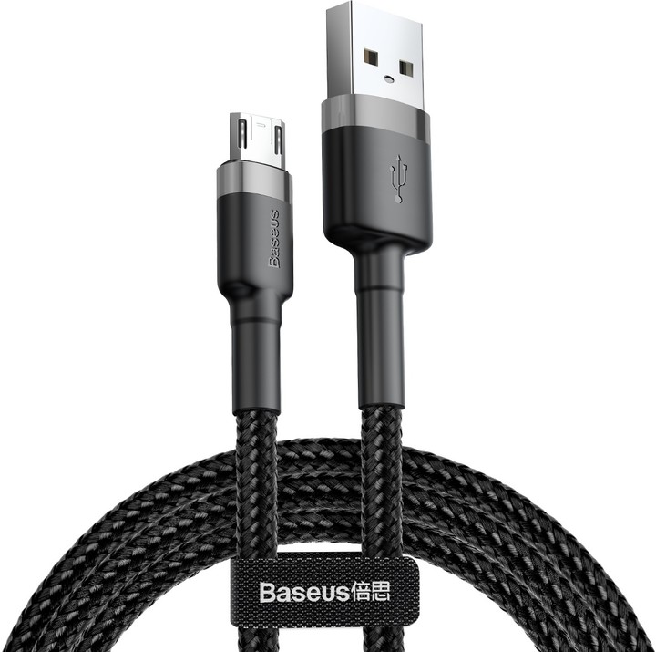 Baseus odolný nylonový kabel USB Micro 1.5A 2M, šedá + černá_779568403