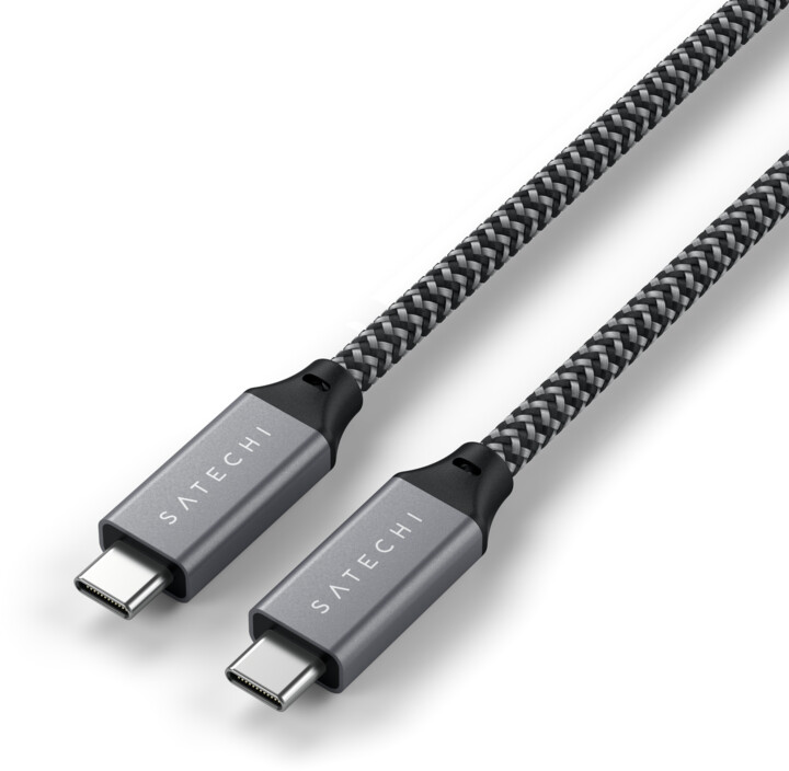 Satechi kabel USB-C - USB-C, USB4 40Gbps, opletený, 80cm, šedá_61914161