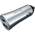 SWISSTEN adaptér do auta USB-C + USB, PD, QC 3.0, 36W, stříbrná_1275839840