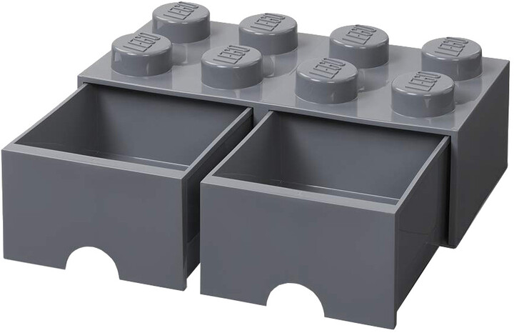 Úložný box LEGO, 2 šuplíky, velký (8), tmavě šedá_578887287