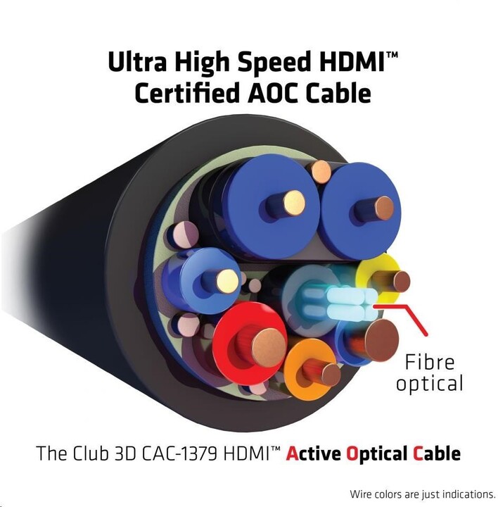 Club3D kabel HDMI AOC, M/M, 4K@120Hz, 8K@60Hz, Ultra High Speed, aktivní, optický, 20m, černá_786264371