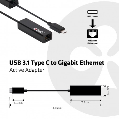 Club3D USB 3.1 TYPE C na LAN (RJ45), 1Gbps, USB aktivní síťový adaptér_1899895962