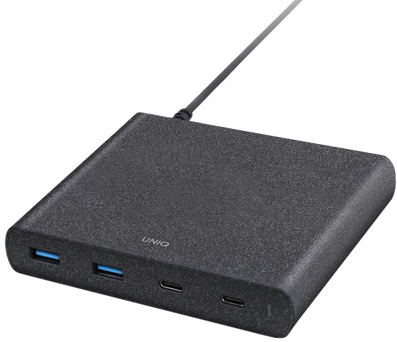 UNIQ nabíjecí stanice 90W 4 USB, 2x USB-C PD | QC 3.0, charcoal (černá)_1366258556