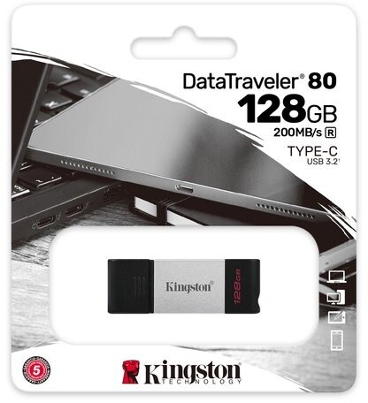 Kingston DataTraveler 80 - 128GB, černá/stříbrná_180236242