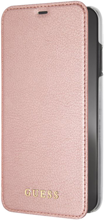 GUESS PU Leather Book Case Iridescent pro iPhone XS Max, růžovo/zlatá_1042641370