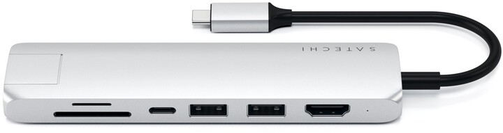 Satechi USB-C Multiport - 1xHDMI 4K,2x USB-A,1x SD,1x Ethernet, stříbrná_688727366
