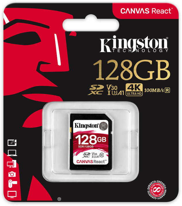 Kingston SDXC Canvas React 128GB 100MB/s UHS-I U3_1748717033