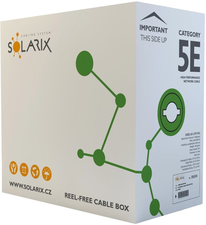 Solarix instalační kabel CAT5E UTP PVC E 305m/box SXKD-5E-UTP-PVC