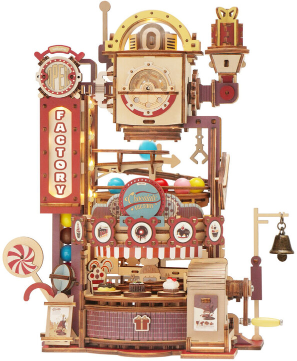 Stavebnice RoboTime - Továrna na čokoládu, kuličková dráha, dřevěná_857518790