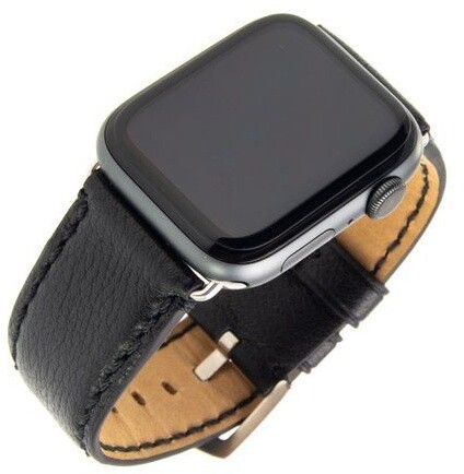 FIXED Berkeley kožený řemínek pro Apple Watch 42mm a 44mm se stříbrnou sponou, velikost L, černý_1267344280