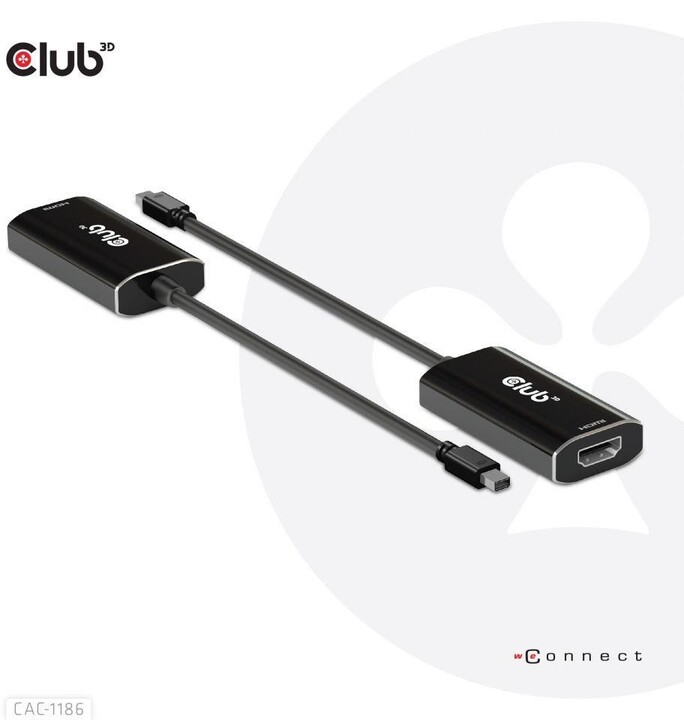Club3D aktivní adaptér mini DisplayPort 1.4 na HDMI 4K@120Hz s DSC1.2, černá_602316694