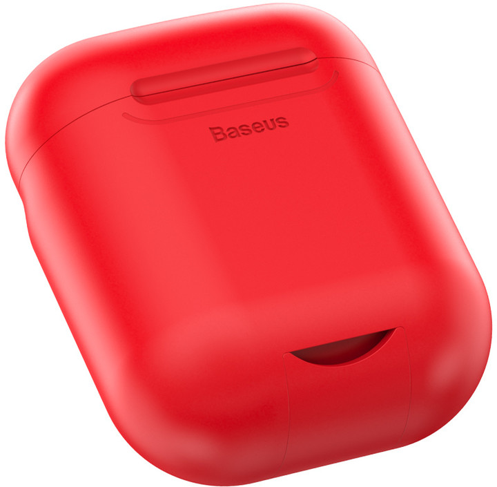 Baseus pouzdro pro sluchátka Airpods s funkcí bezdrátového nabíjení, červená_1539967074