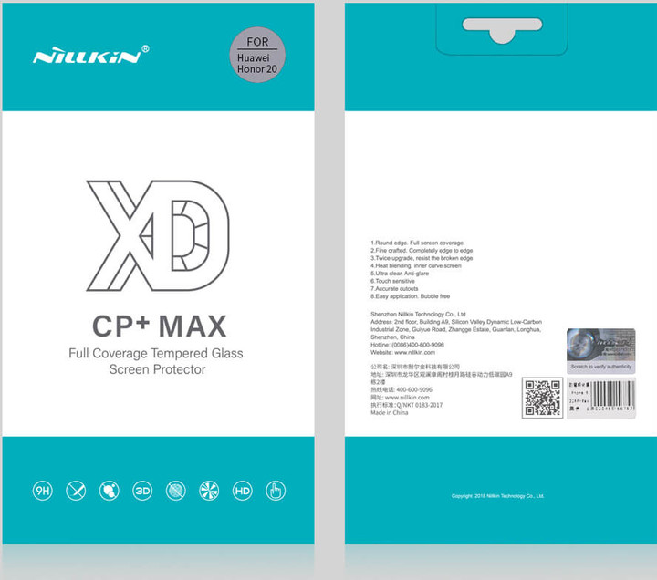 Nillkin tvrzené sklo XD CP+MAX pro Honor 20/20 Pro, černá_31290785