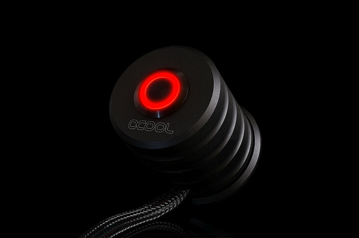 Alphacool Powerbutton with push-button 19mm red lighting - deep black_561419607