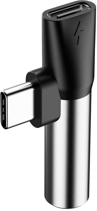 Baseus 90° adaptér USB-C/USB-C + 3.5mm jack, stříbrno/černá_51385321