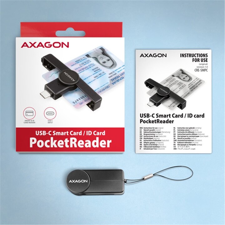 AXAGON CRE-SMPC, USB-C PocketReader čtečka kontaktních karet Smart card (eObčanka)_1160264146
