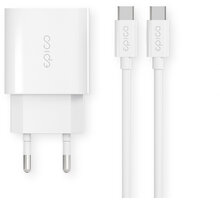 EPICO síťová nabíječka, USB-C, PD 20W, bílá + USB-C kabel, 1.2m, bílá 9915101100167
