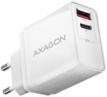 AXAGON síťová nabíječka PD & QUICK, USB-A, USB-C PD, 22W, bílá Poukaz 200 Kč na nákup na Mall.cz