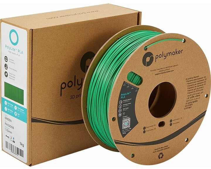 Polymaker tisková struna (filament), PolyLite PLA, 1,75mm, 1kg, zelená_97260814