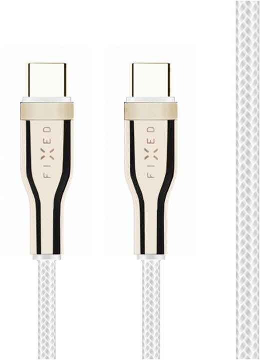 FIXED nabíjecí a datový kabel USB-C - USB-C, USB 2.0, PD 100W, 0.5m, bílá_1612797662