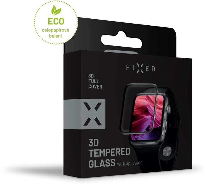 FIXED ochranné sklo 3D Full-Cover pro Apple Watch 41mm s aplikátorem, černé_66280080