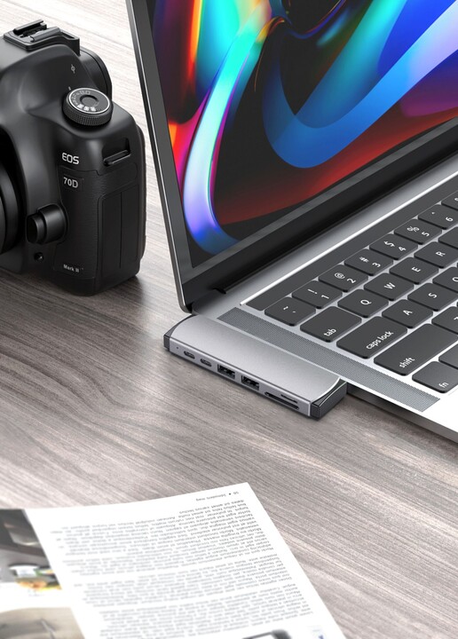 FIXED USB-C hliníkový hub 7v1 pro MacBook Pro/Air, šedá_107990162