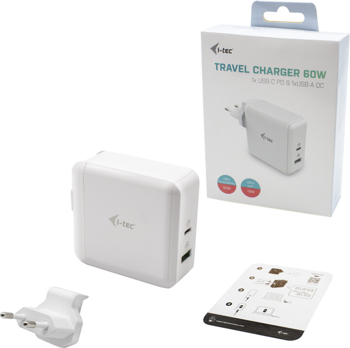 i-tec USB-C Travel Charger 60W + USB-A Port 18W_1642763791