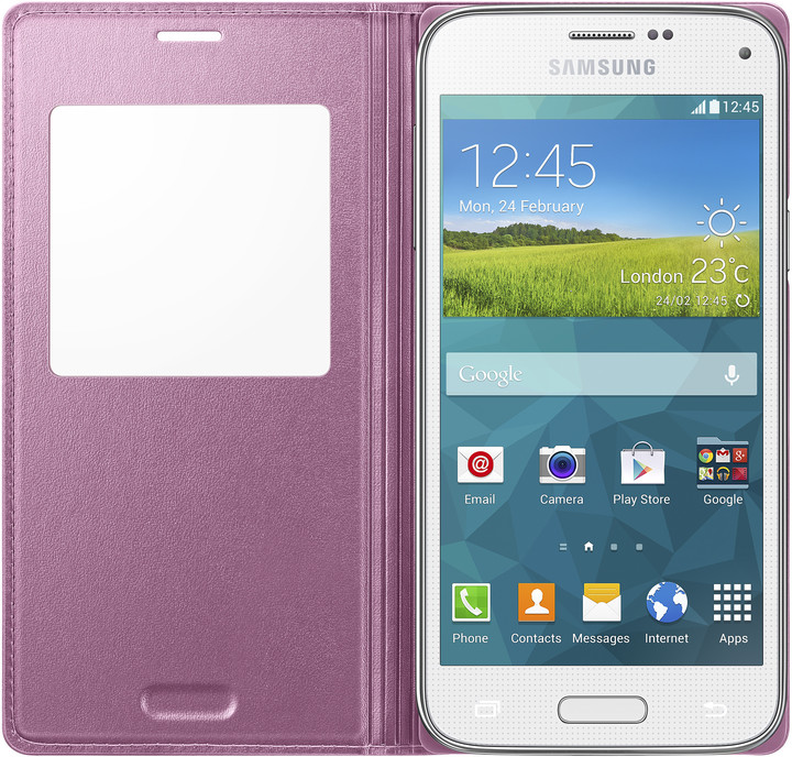 Samsung flipové pouzdro s oknem EF-CG800B pro Galaxy S5 mini, růžová_689058131