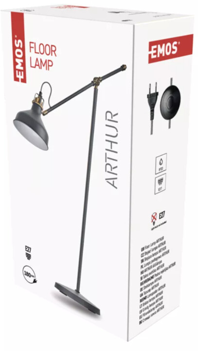 Emos stolní lampa Arthur na žárovku E27, 150cm, tmavě šedá_1357820848