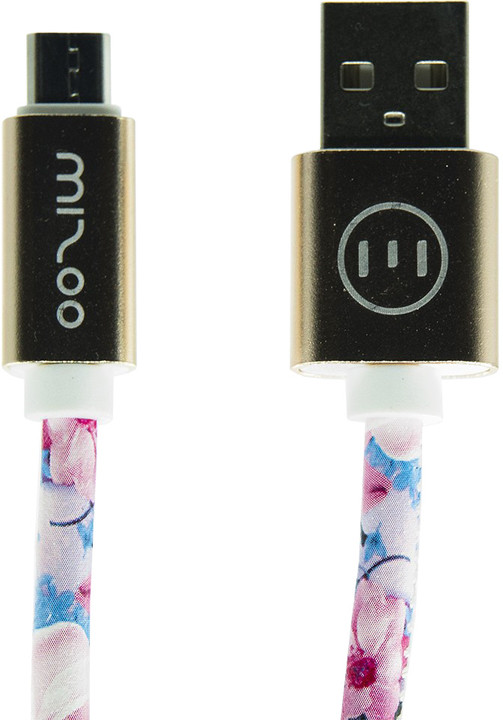 MIZOO USB/micro USB kabel X28-16m, růžové květiny_1300214026