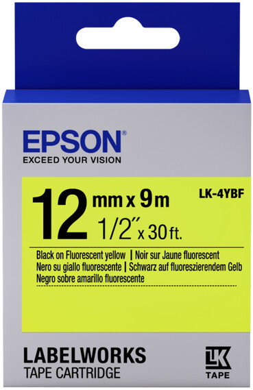 Epson LabelWorks LK-4YBF, páska pro tiskárny etiket, 12mm, 9m, černo-žlutá_380681133