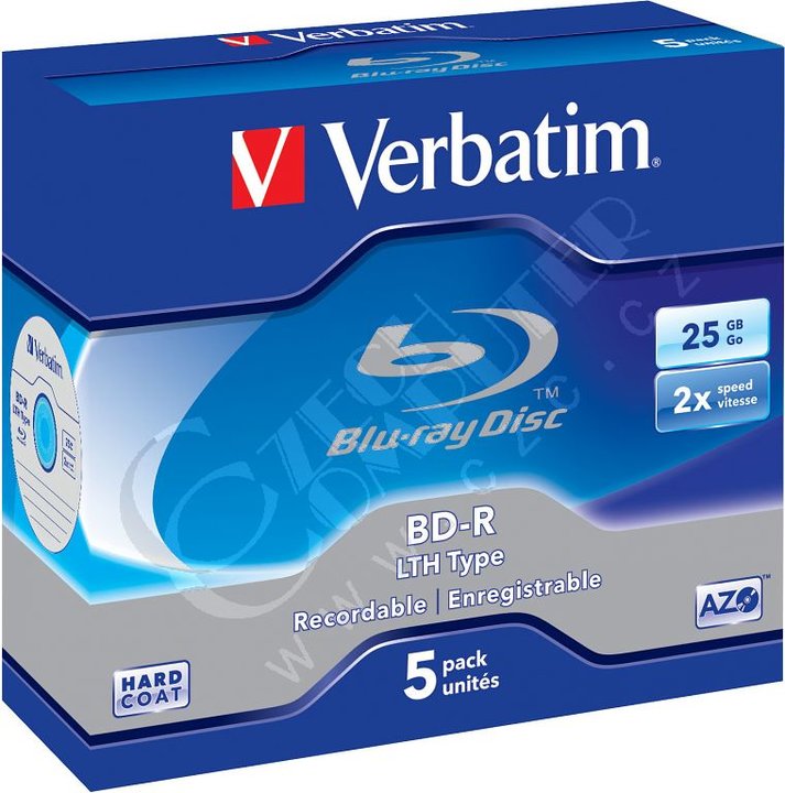 Verbatim BD-R SL LTH, 2x, 25GB, 5 Pack, Jewel (43693)_1285842121