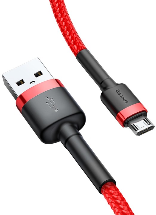 Baseus odolný nylonový kabel USB Micro 2.4A 1M, červená + červená_606639785