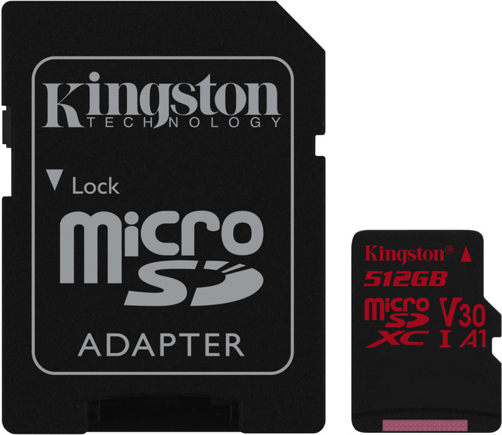 Kingston Micro SDXC Canvas React 512GB 100MB/s UHS-I U3 + SD adaptér_547548816