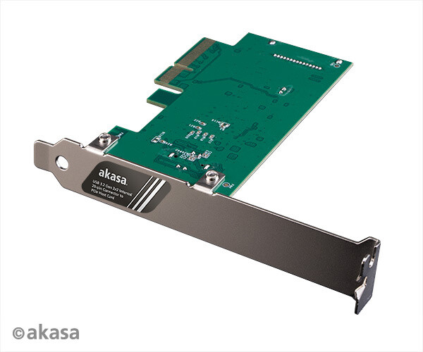 Akasa USB 3.2 HOST card, 20Gbps USB 3.2 Gen 2x2 Internal 20-pin Connector to PCIe Host Card