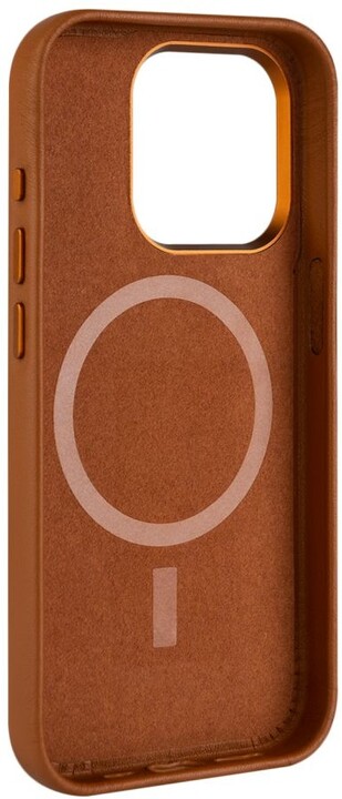 FIXED kožený zadní kryt MagLeather s podporou Magsafe pro Apple iPhone 15 Plus, hnědá_2074193724