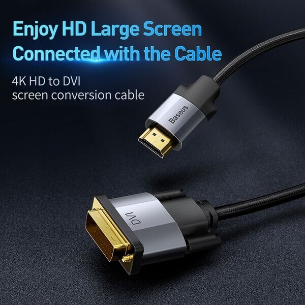 Baseus Enjoyment Series 4K HDMI/DVI kabel, 1m, tmavě šedá_1414524328