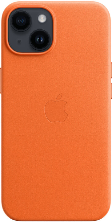Apple kožený kryt s MagSafe pro iPhone 14, oranžová_1116706805