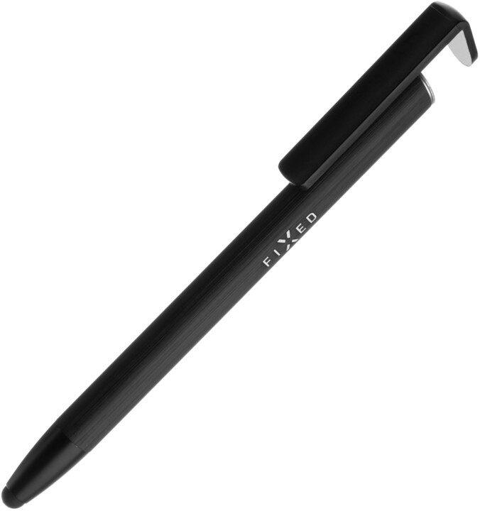 FIXED Pen - propiska 3v1 se stylusem a stojánkem, antibakteriální povrch, hliníkové tělo, černá_369299519