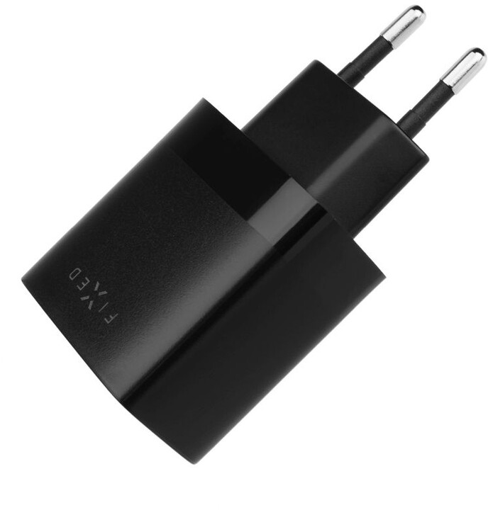 FIXED síťová nabíječka, 2xUSB-A, 17W Smart Rapid Charge, černá + kabel USB-A - USB-C, 1m_173354859