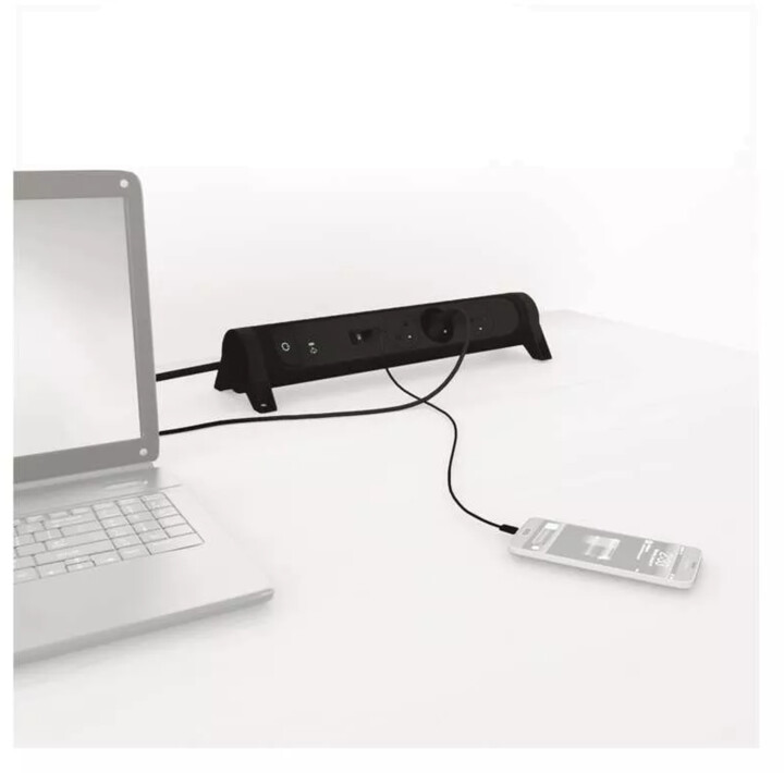 Legrand přepěťová ochrana, 3 zásuvky, USB-A, USB-C, 1.5m, černá_1730846455