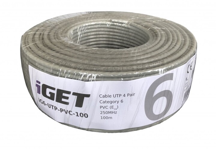 iGET Síťový kabel CAT6 UTP PVC Eca 100m/box_1821289955