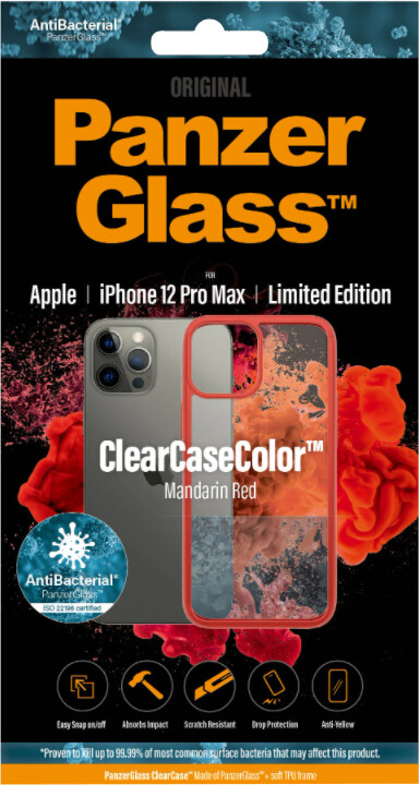 PanzerGlass ochranný kryt ClearCase pro iPhone 12 Pro Max, antibakteriální, červená_452925732